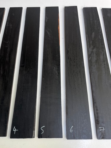BLACK INDIAN EBONY guitar fingerboard fretboard 530-545 x 70/60 x 7-8mm - Picture 3 of 14
