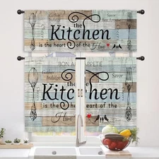  Teal Turquoise Kitchen Curtains and Valances 3 52"W x 54"L (Pack of 1) F-teal