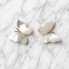 Mother of Pearl Butterfly Stud Earrings Women...