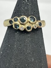 Australian Parti Sapphire And Diamond 9ct Gold Ring. Size N