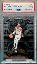 Victor Wembanyama ROOKIE RARE HOLO BLUE REFRACTOR PRIZM SPORTS CARD PSA 9 Spurs. rookie card picture