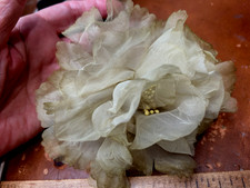 vintage millinery 1960s flower 5" pear hand rolled organza 1pc made in USA