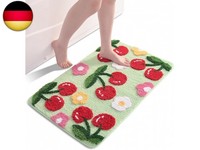 GrüN Badezimmerteppich Kirsche Badematte Rutschfest Waschbar Badteppich Bunt