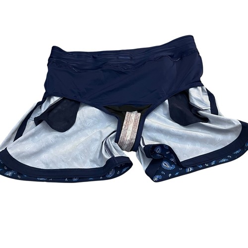 Lands End Women’s Paisley Swim Shorts 18W Navy Blue Lined Beach Vacation Pull On - Picture 6 of 9