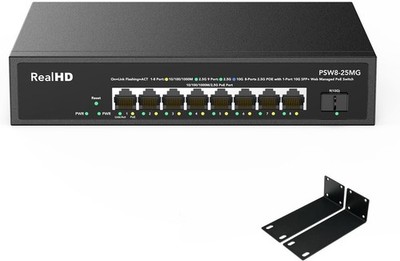 8 Port 2.5G Gigabit PoE Web Managed Switch w/10G SFP IEEE 802.3af/at 135W