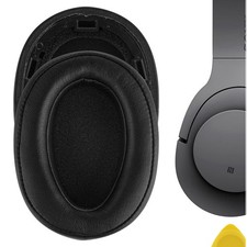Geekria Protein Leather Ear Pads for Sony MDR-100ABN WH-H900N Headphones Black 