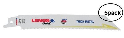 LENOX Gold  Power Arc Curved Recip. Saw Blades,6'',14TPI,614G, 5PK