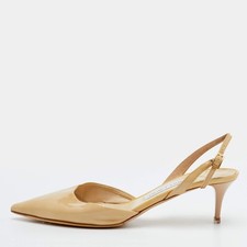 Jimmy Choo Size 39 Cream Patent Leather Pointed Slingback Pumps