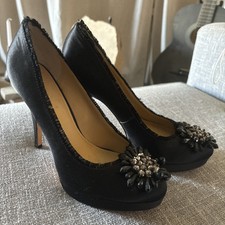 COACH Black Satin Pumps 8 Preowned