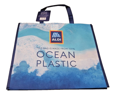 #ad ALDI Ocean Plastic Reusable Bag Tote Clean Plastic 16x14“ Blue New Large $6.98