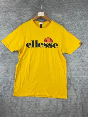Ellesse T-Shirt M Homme Jaune Grand Logo 100% Coton Manches Courtes Casual - Photo 1/4