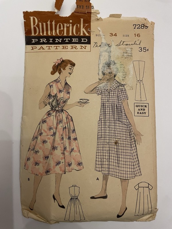 Vintage 1950’s BUTTERICK House Coat Dress Pattern 7289 Size 16