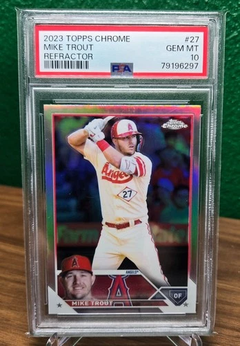 2023 Mike Trout Topps Chrome Refractor #27 PSA GEM MT 10