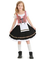 Girls Oktoberfest Dirndl Dress for Kids Bavarian Costume German Traditional B...
