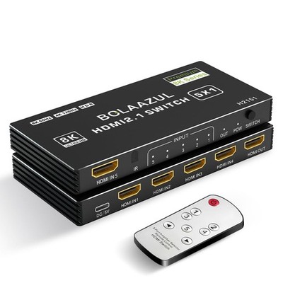 8K HDMI 2.1 Switch 120Hz 4K 5 in 1 Out, 8K60Hz HDMI 2.1 Splitter Switcher Sel...