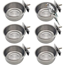 6 Pcs Bird Feeding Dish Cups Parrot Food Bowl Clamp Holder Coop Cup, Bird Cag