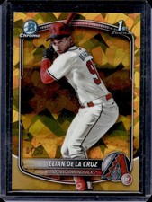 2025 Bowman Chrome Sapphire Elian De La Cruz Gold Refractor 1st Prospect #/50