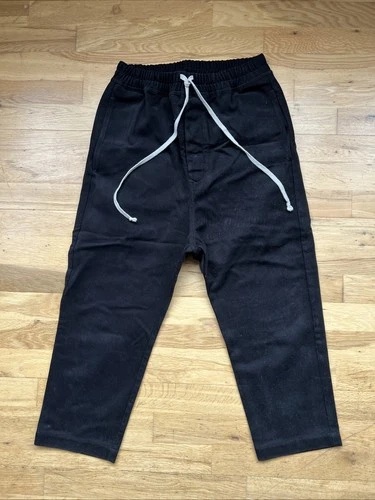 Rick Owens Black Drawstring Sweatpants Cropped Cotton IT 46