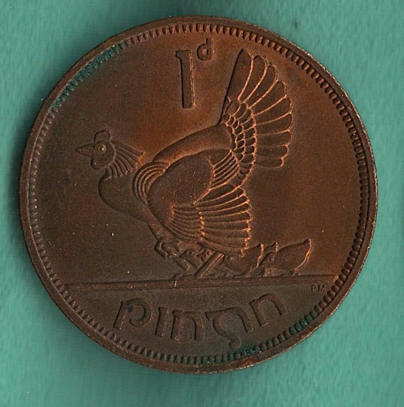 1968 Ireland Eire Pingn 1d Coin Currency
