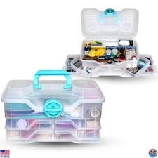 ArtBin Clear Plastic Organizer Medium 4 Pivot Trays DIY Craft Storage Box 6943PB