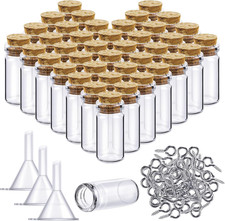 50 Pieces Small Mini Glass Bottles Jars with Cork Stoppers Set, Tiny