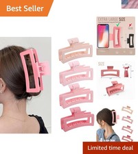 5 Inche Gradient Pink Extra Large Claw Clips for Thick and Long Hair, 4 Pack ...