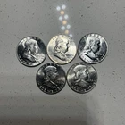 5 UNCIRCULATED FRANKLIN SILVER HALF DOLLARS, 5 DATES FROM 1961-63