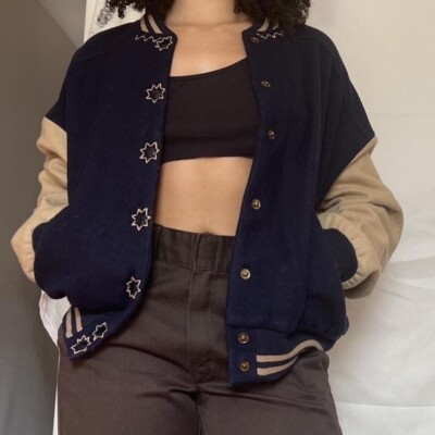 Free People Home Run Varsity Bomber Jacket MEDIUM NWOT