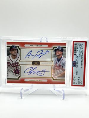 2024 Topps Definitive Dual Auto Chipper Jones Austin Riley Red 1 
