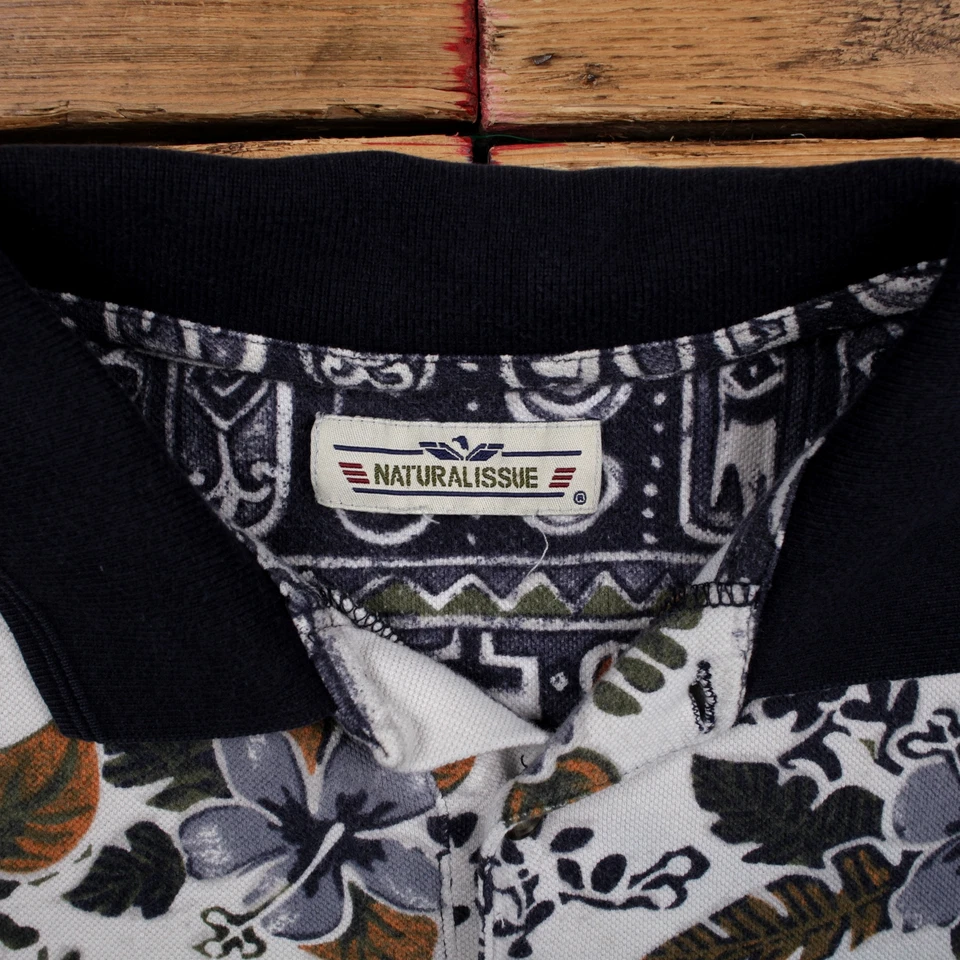 Camiseta Polo Vintage Grande Edición Natural Camiseta Blanca Hawaiana Foto 3 de 4