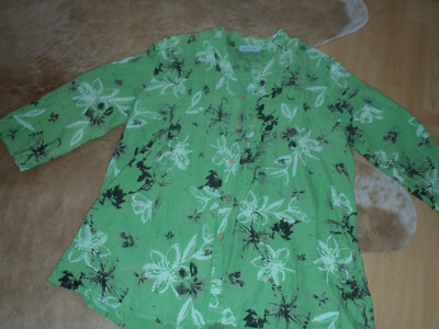 High lights women's blouse 100% linen 3/4 sleeve/short sleeve size L second hand look!!