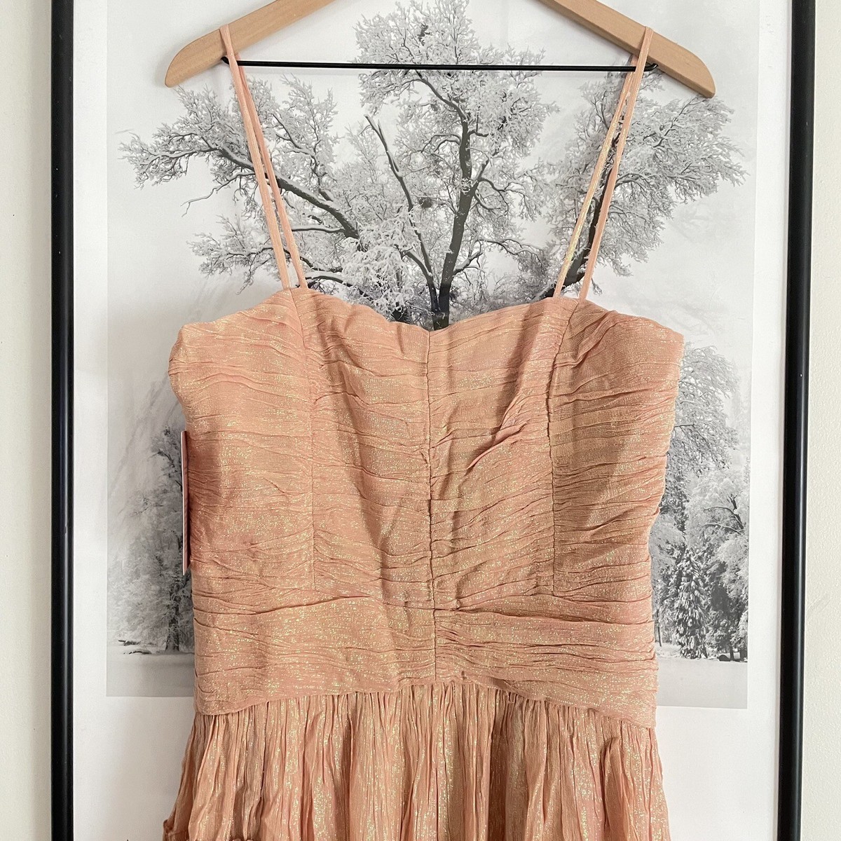 Anthropologie x BHLDN Jessa Asymmetrical Ruffled Metallic
