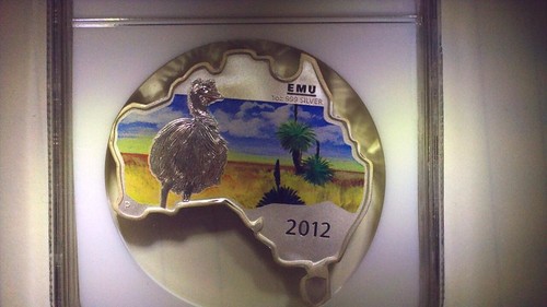 2012-P Australia MAP SHAPED COIN, EMU 1 oz $1 Silver Coin NGC MS70 ER - Picture 3 of 5