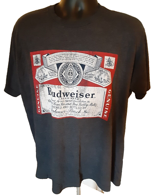 Brew City TShirt Mens XL Budweiser Classic Logo Beer Label Grey | eBay