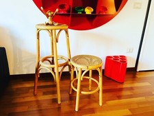 🔵 set 2 sgabelli Vintage con seduta in paglia di Vienna per Habitat 1979