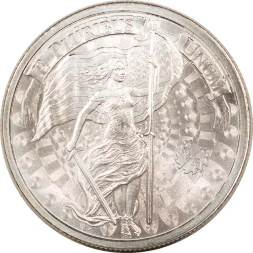 1 TROY OZ .999 FINE SILVER ROUND, CUT SAW MINT, UNITY, LIBERTY SWORD & SNAKE, BU