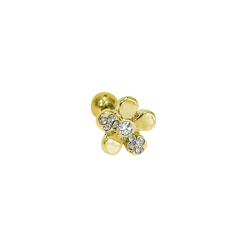 16 Gauge Flower Designs 316L Surgical Steel Cartilage Stud Rings 2 Color Options
