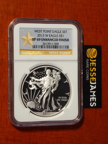 2013 W SILVER EAGLE NGC SP69 ENHANCED FINISH FROM THE WEST POINT EAGLE SET