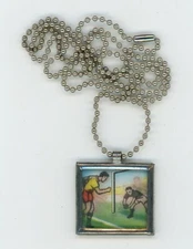 Soccer 1960's Vari-Vue Animation Lenticular in Metal Framed Necklace