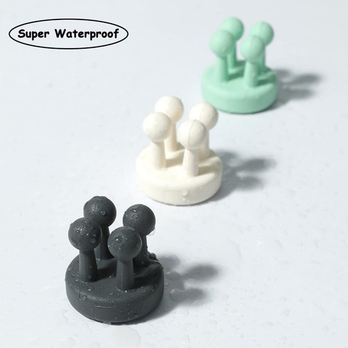 4 Pack Wall Mounted Silicone Toothbrush Holder Self Adhesive Hook Plug Holder - Picture 5 of 7