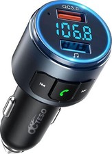 Upgraded V5.0 FM Bluetooth Transmitter Car QC3.0, LED Backlit Wireless Bluetooth