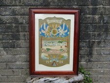 Antique WW1 hand painted felt art- Canadian - Camp Valcartier 1914 - Military