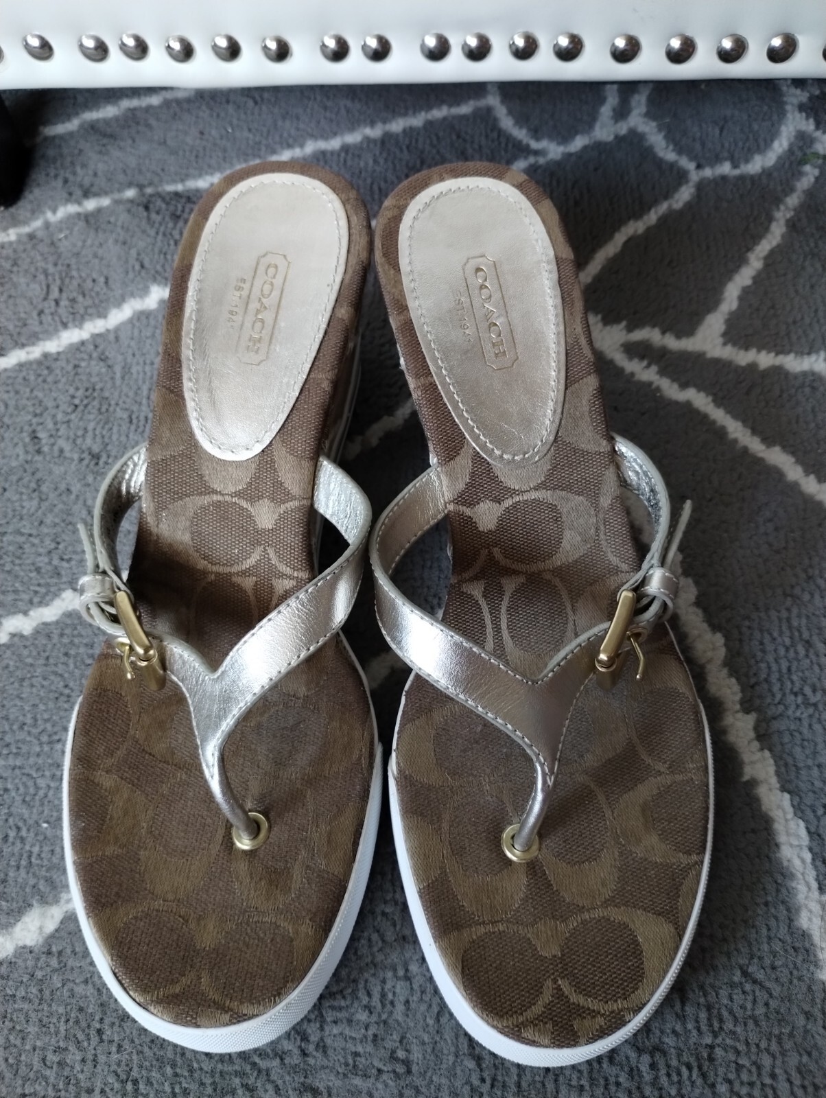 Coach "Pristine"Patchwork Logo Sandals - image 7