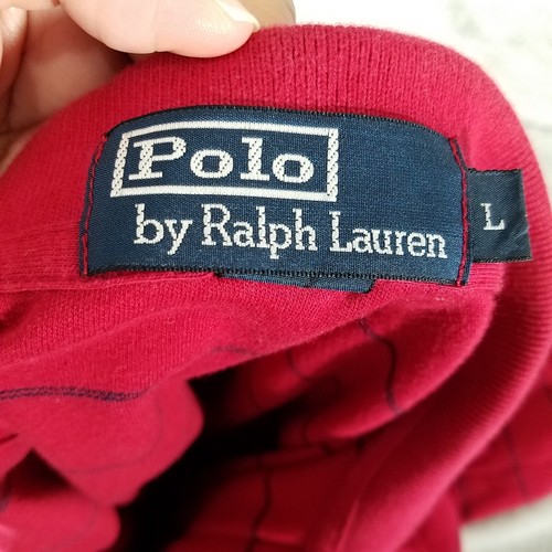 Polo Ralph Lauren Polo Uomo Large Rosso Blu a Righe Colletto Blu Pony - Foto 7 di 11