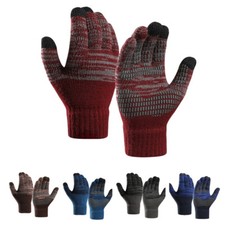 Men Knitted Crochet Gloves Full Finger Thick Thermal Touch Screen Driving Gloves