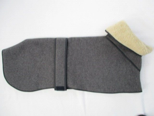 26" SMALL GREYHOUND COAT GREY FLEECE SHOWPROOF OUTER CREAM FLEECE LINED HI-NECK - Picture 8 of 8
