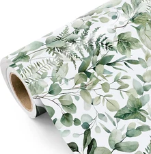 Eucalyptus Leaves Wrapping Paper Roll - Mini Roll - 17 Inch X 9.8 Feet - Greener