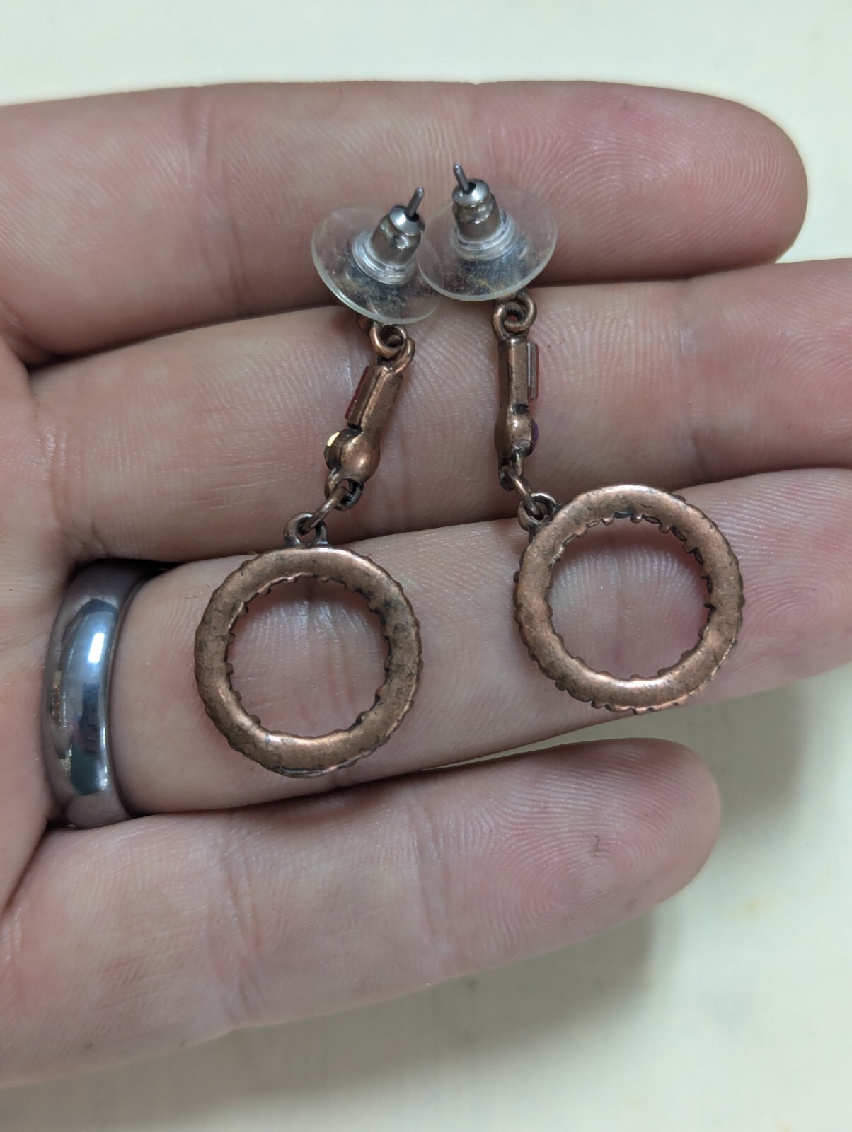 Vintage Rhinestone Red Drop Stud Earrings - image 3