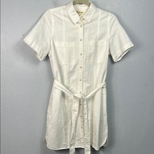 Madewell White Denim Button Front Short Sleeve Mini Shirt Dress Small