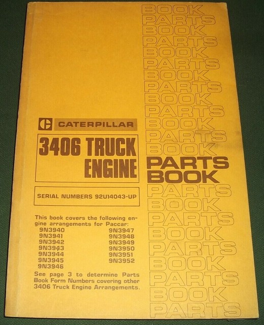 CAT CATERPILLAR 3406 TRUCK ENGINE PARTS BOOK MANUAL S/N 92U14043UP